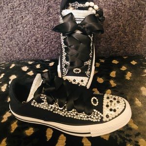 Black Bling Converse Tennis Shoes